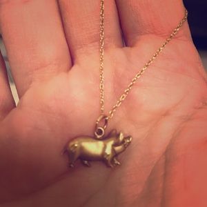 14k gold pig charm necklace